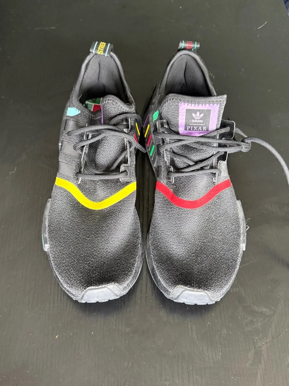 adidas Men’s Black Sneakers with Yellow, Teal & Multicolor Accents
